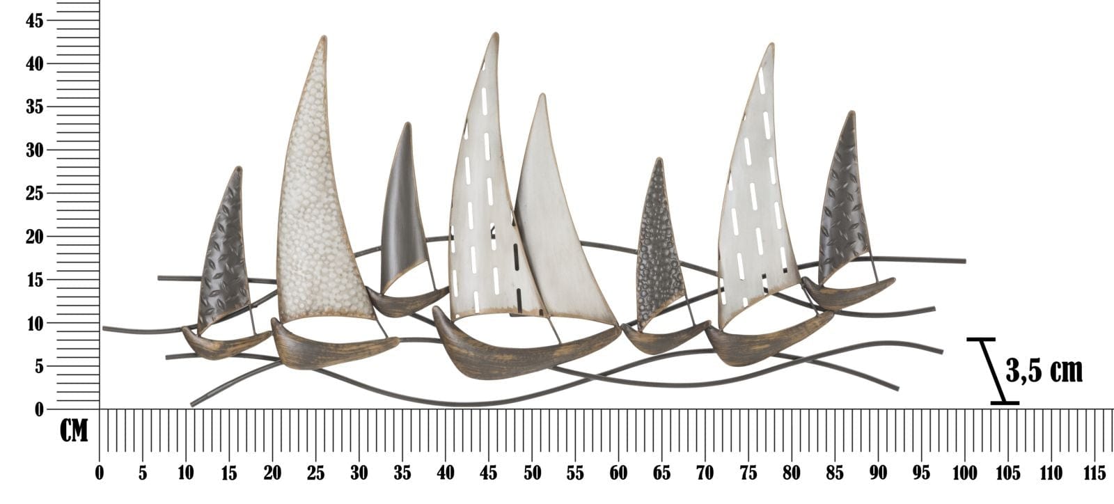 Mauro Ferretti Decoratiune metalica de perete, Regata New Multicolor, l100xA3xH44 cm