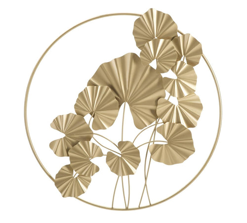 Mauro Ferretti Decoratiune metalica de perete, Round Leaf Auriu, l59xA3,9xH62,75 cm