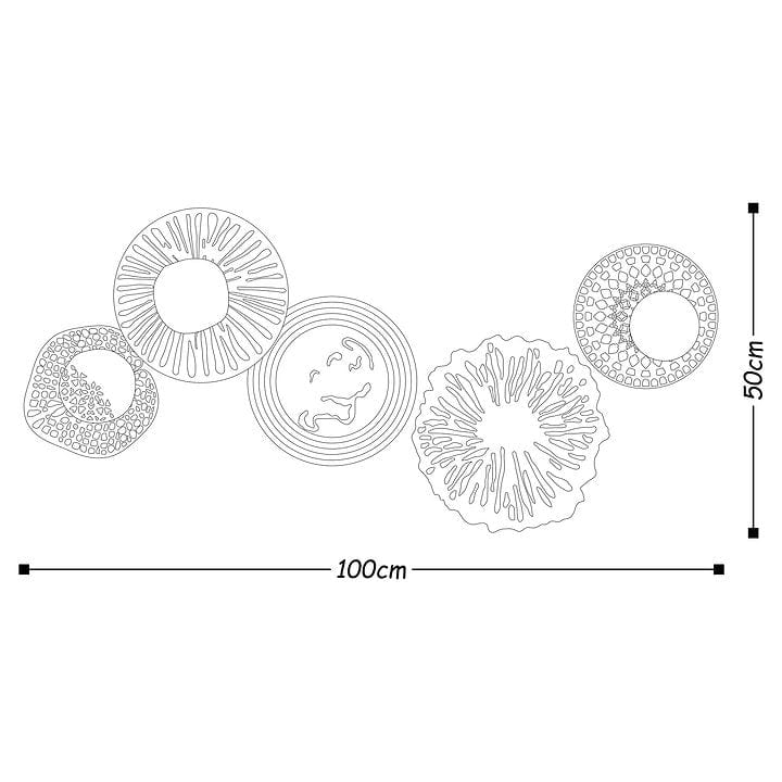 Asir Decoratiune metalica de perete, Sensuale Multicolor, l100xA1,5xH50 cm