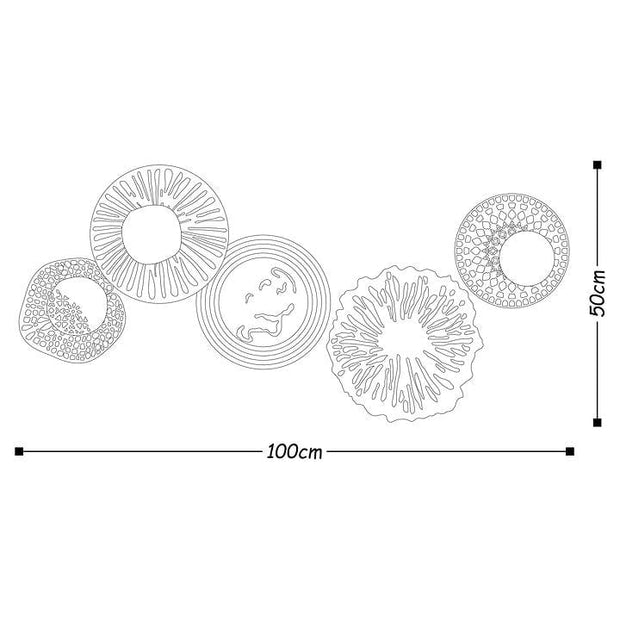 Asir Decoratiune metalica de perete, Sensuale Multicolor, l100xA1,5xH50 cm