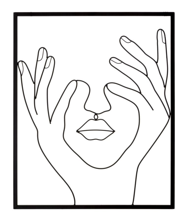 Mauro Ferretti Decoratiune metalica de perete, Simply Face Negru, l50,5xA1,3xH61 cm