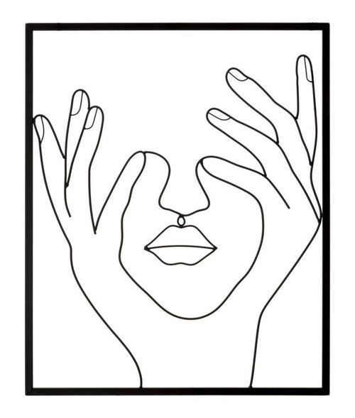 Mauro Ferretti Decoratiune metalica de perete, Simply Face Negru, l50,5xA1,3xH61 cm