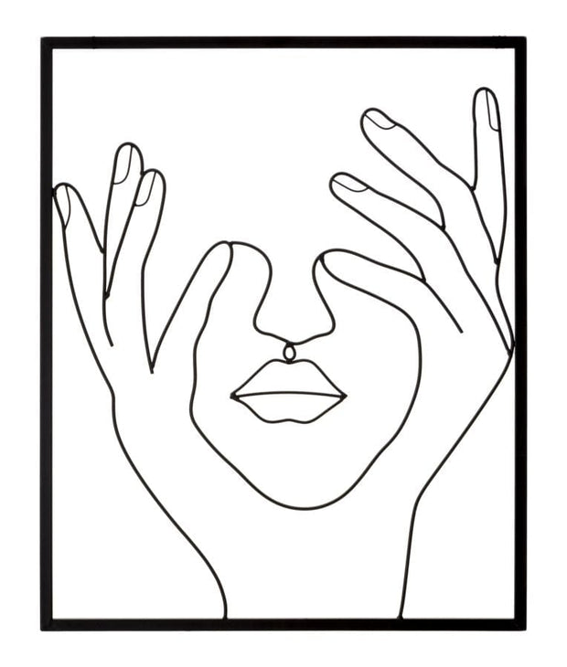 Mauro Ferretti Decoratiune metalica de perete, Simply Face Negru, l50,5xA1,3xH61 cm