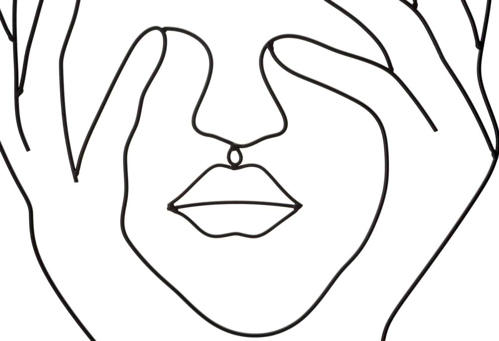 Mauro Ferretti Decoratiune metalica de perete, Simply Face Negru, l50,5xA1,3xH61 cm