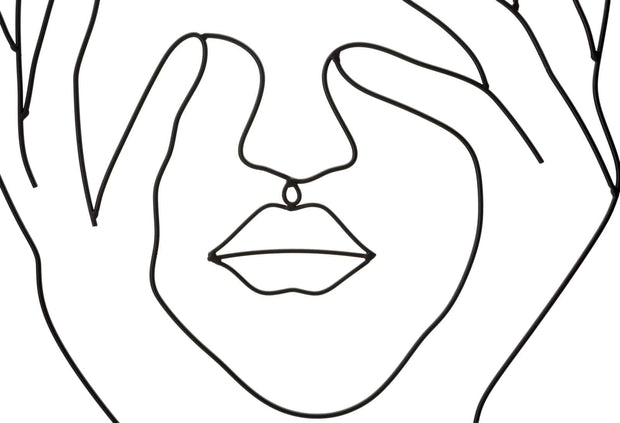 Mauro Ferretti Decoratiune metalica de perete, Simply Face Negru, l50,5xA1,3xH61 cm