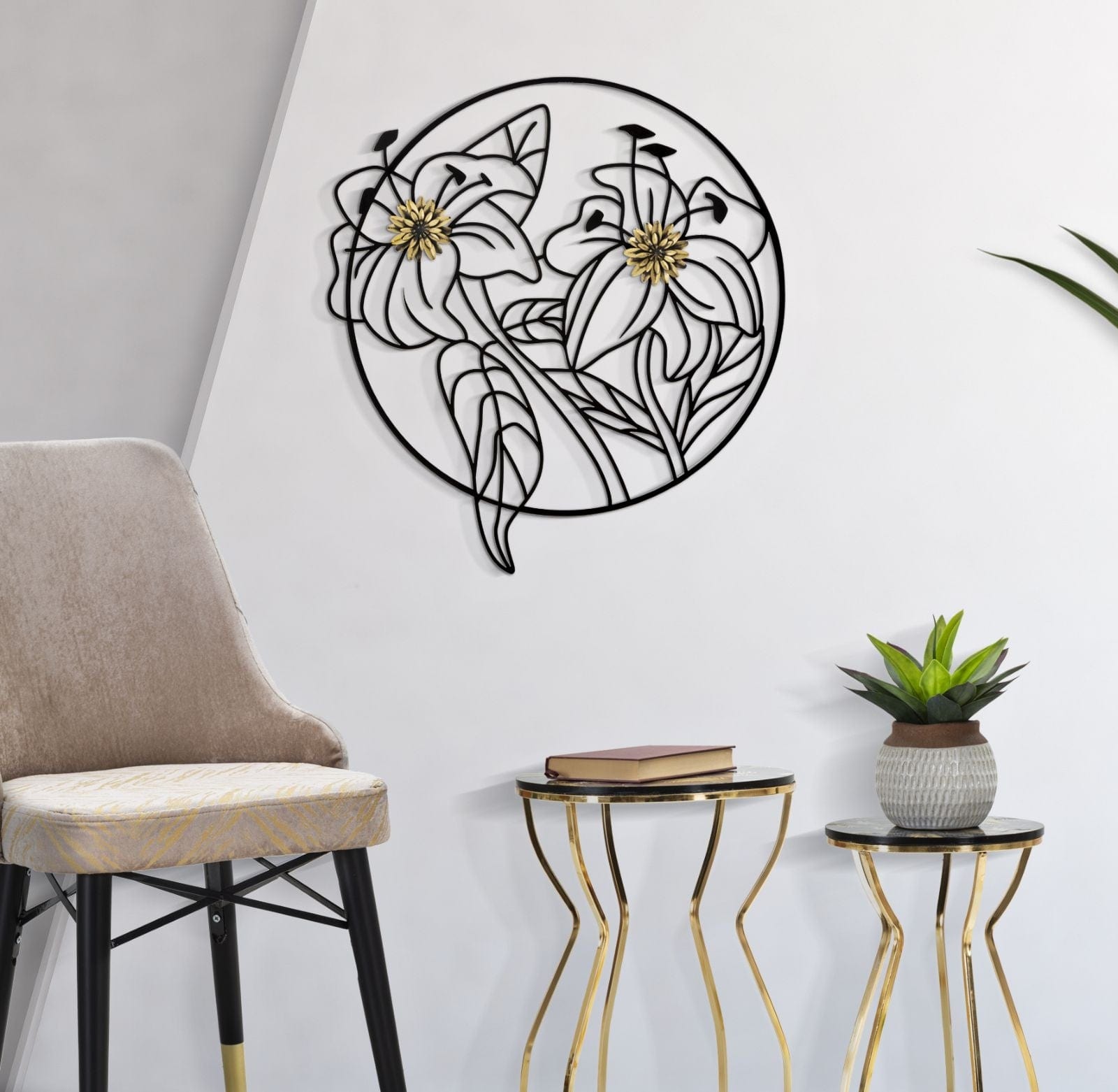 Mauro Ferretti Decoratiune metalica de perete, Simply Flotis Negru, l63xA2xH69 cm