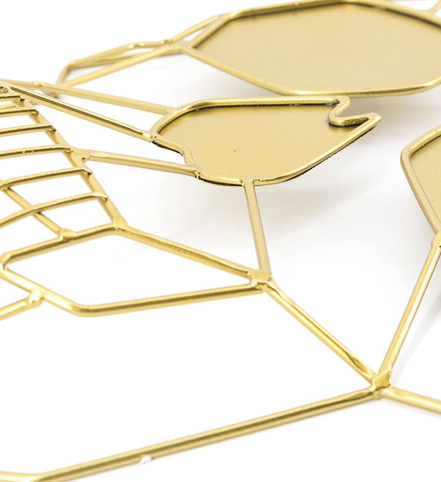 Moycor Decoratiune metalica de perete Skull Auriu, l38xA6xH60 cm