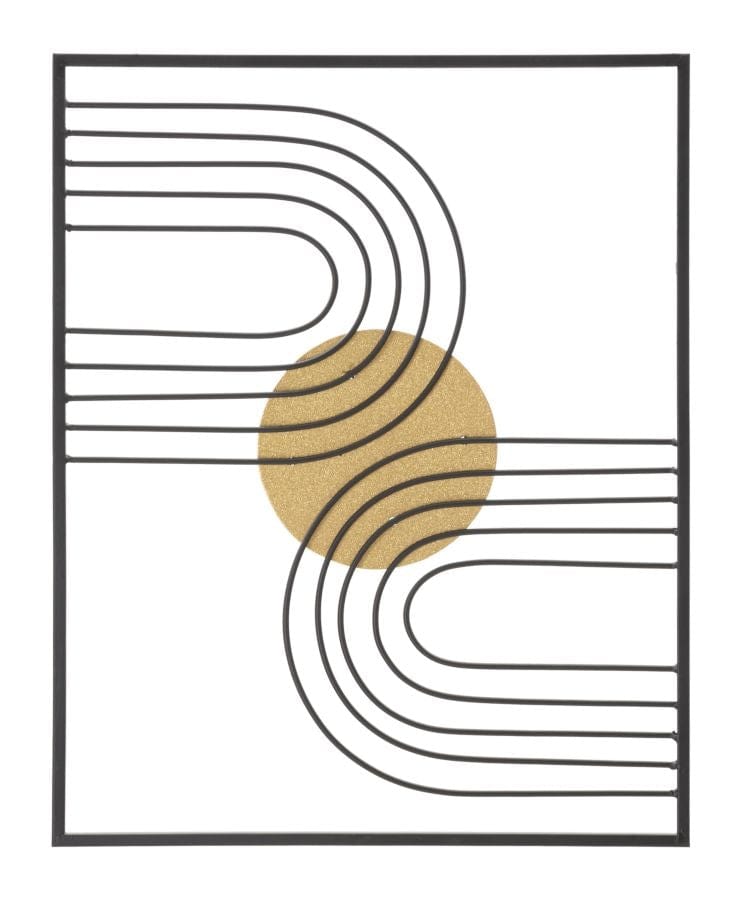 Mauro Ferretti Decoratiune metalica de perete, Sunshine -A- Negru / Auriu, l40,5xA1,5xH50,5 cm