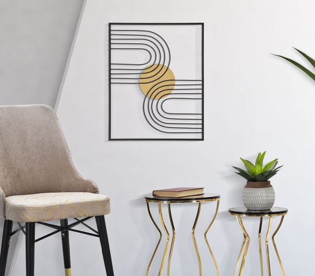 Mauro Ferretti Decoratiune metalica de perete, Sunshine -A- Negru / Auriu, l40,5xA1,5xH50,5 cm