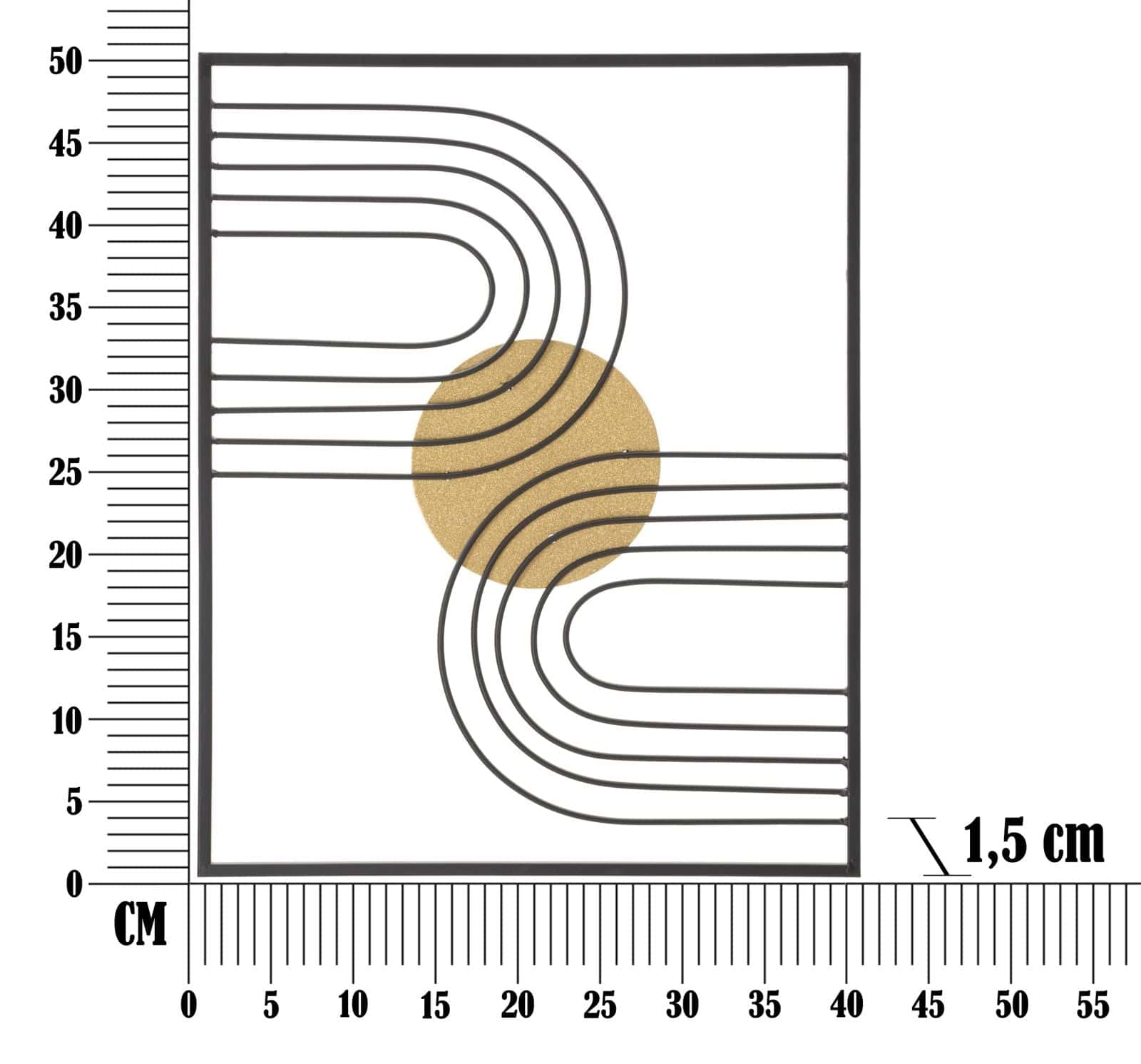 Mauro Ferretti Decoratiune metalica de perete, Sunshine -A- Negru / Auriu, l40,5xA1,5xH50,5 cm