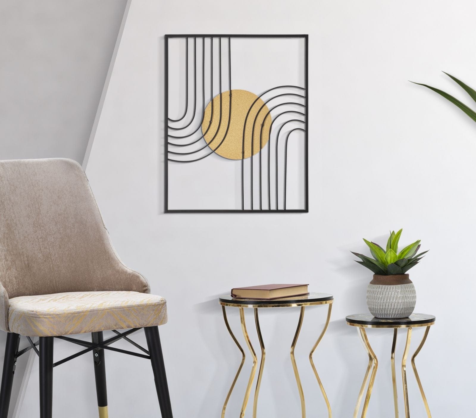 Mauro Ferretti Decoratiune metalica de perete, Sunshine -B- Negru / Auriu, l40,5xA1,5xH50,5 cm