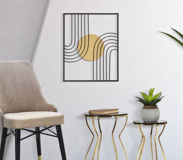 Mauro Ferretti Decoratiune metalica de perete, Sunshine -B- Negru / Auriu, l40,5xA1,5xH50,5 cm