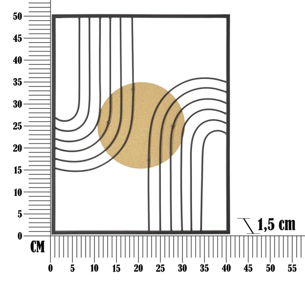 Mauro Ferretti Decoratiune metalica de perete, Sunshine -B- Negru / Auriu, l40,5xA1,5xH50,5 cm