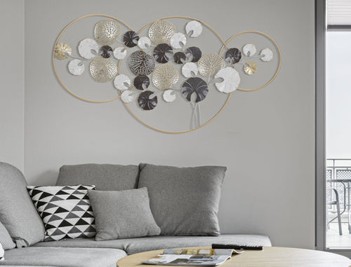 Mauro Ferretti Decoratiune metalica de perete, Three Circles Multicolor, l130xA6xH70 cm