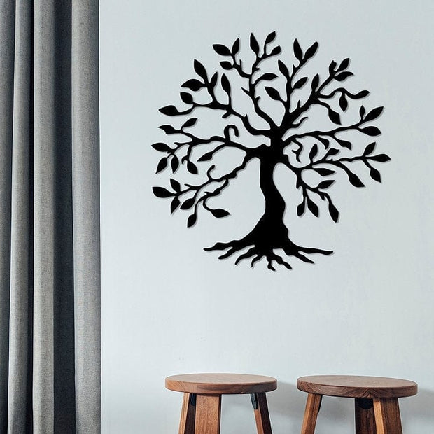 Asir Decoratiune metalica de perete, Tree 3 Negru, l60xA1,5xH60 cm