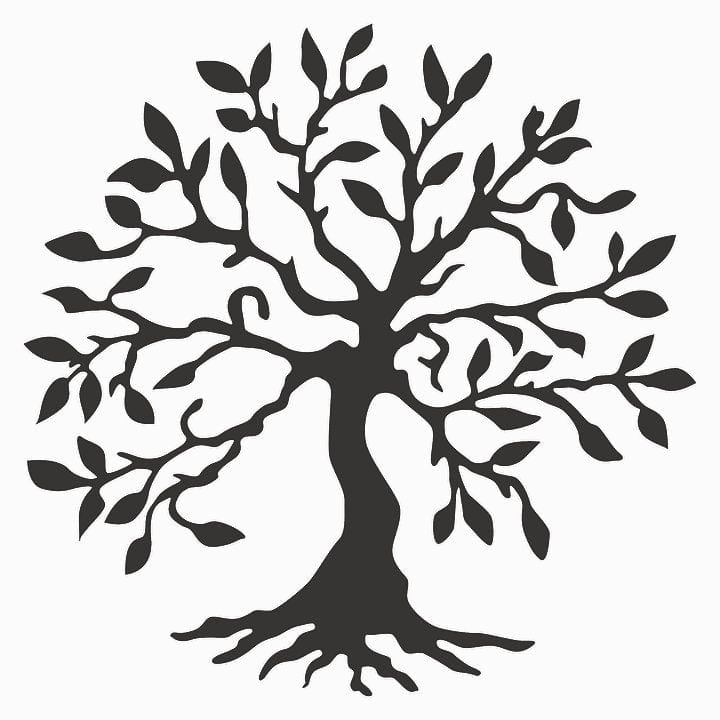 Asir Decoratiune metalica de perete, Tree 3 Negru, l60xA1,5xH60 cm