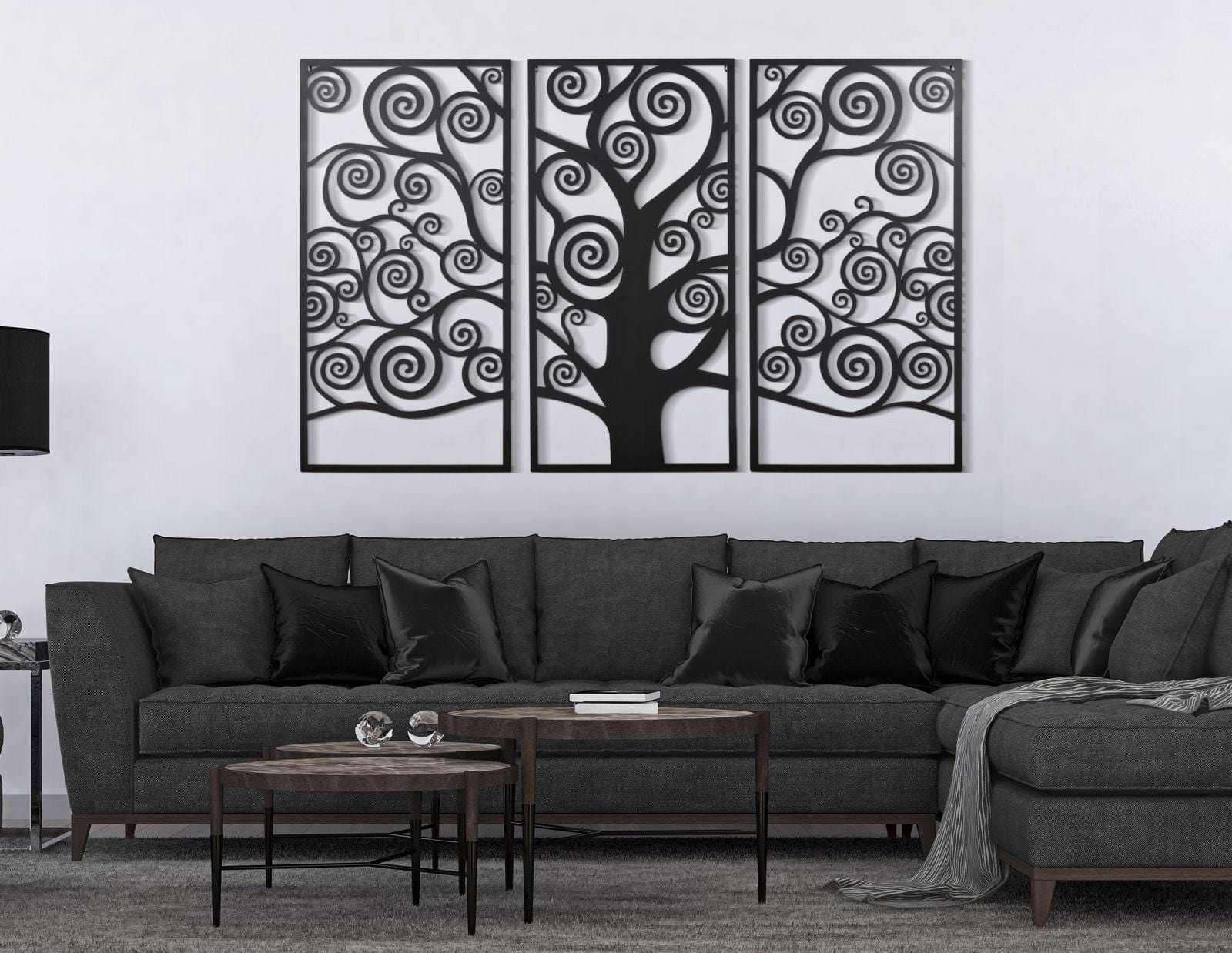 Mauro Ferretti Decoratiune metalica de perete, Tree of Life Negru, l165xA2xH110 cm