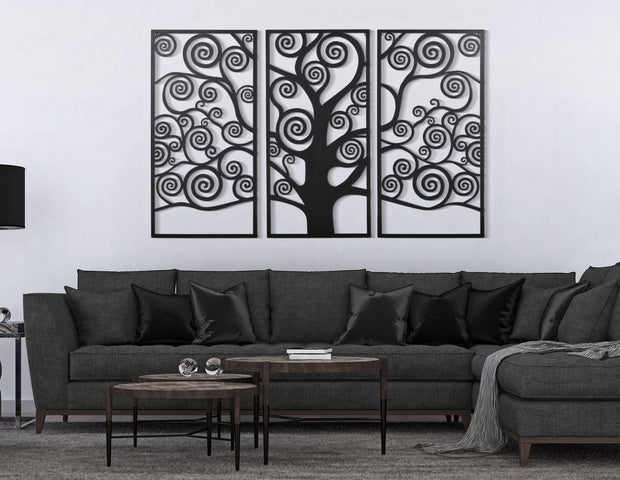 Mauro Ferretti Decoratiune metalica de perete, Tree of Life Negru, l165xA2xH110 cm