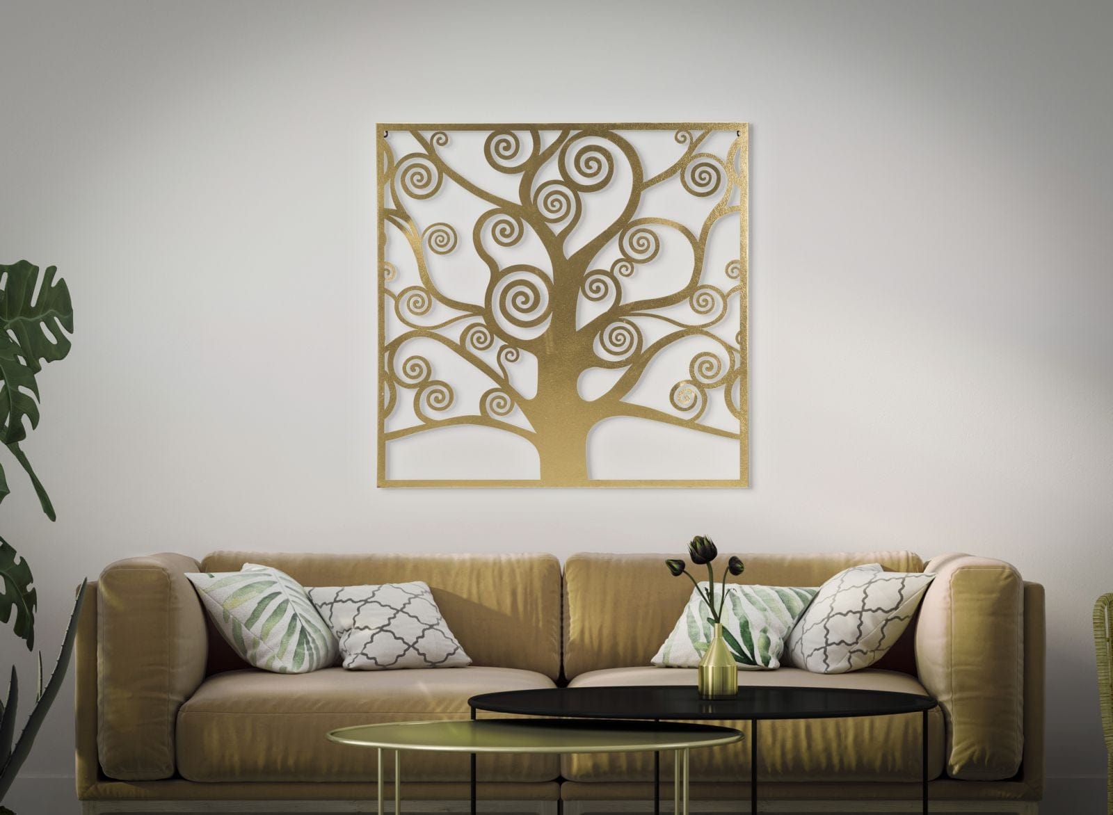 Mauro Ferretti Decoratiune metalica de perete, Tree of Life Small Auriu, l90xA2,2xH90 cm