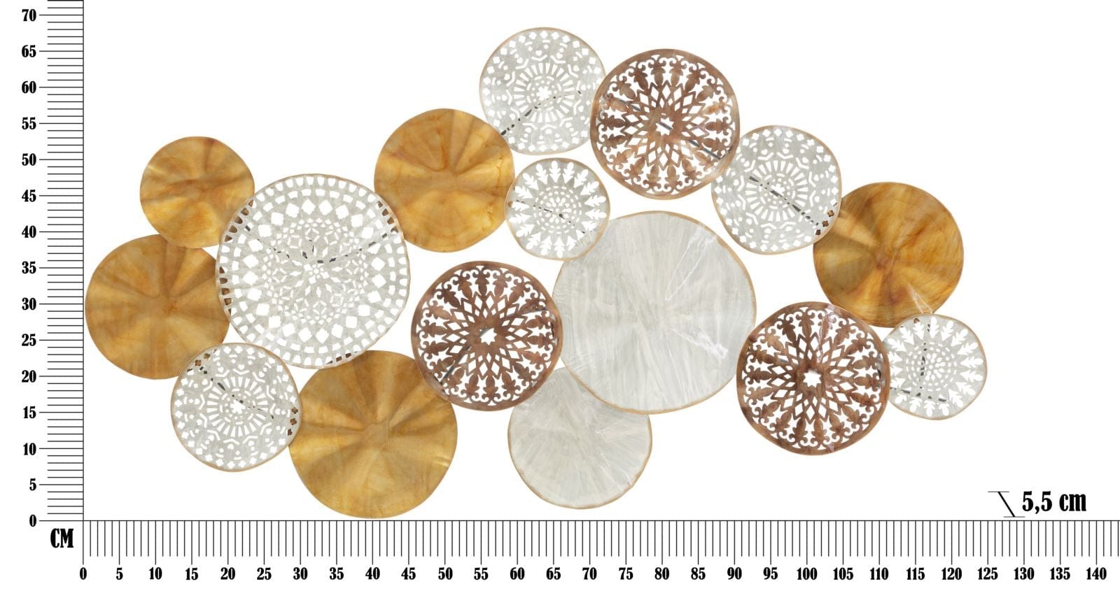 Mauro Ferretti Decoratiune metalica de perete, Triby Multicolor, l125xA5,5xH68,5 cm