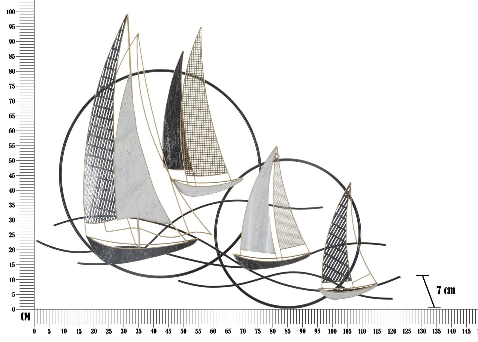 Mauro Ferretti Decoratiune metalica de perete, Vela Multicolor, l123xA7xH100 cm