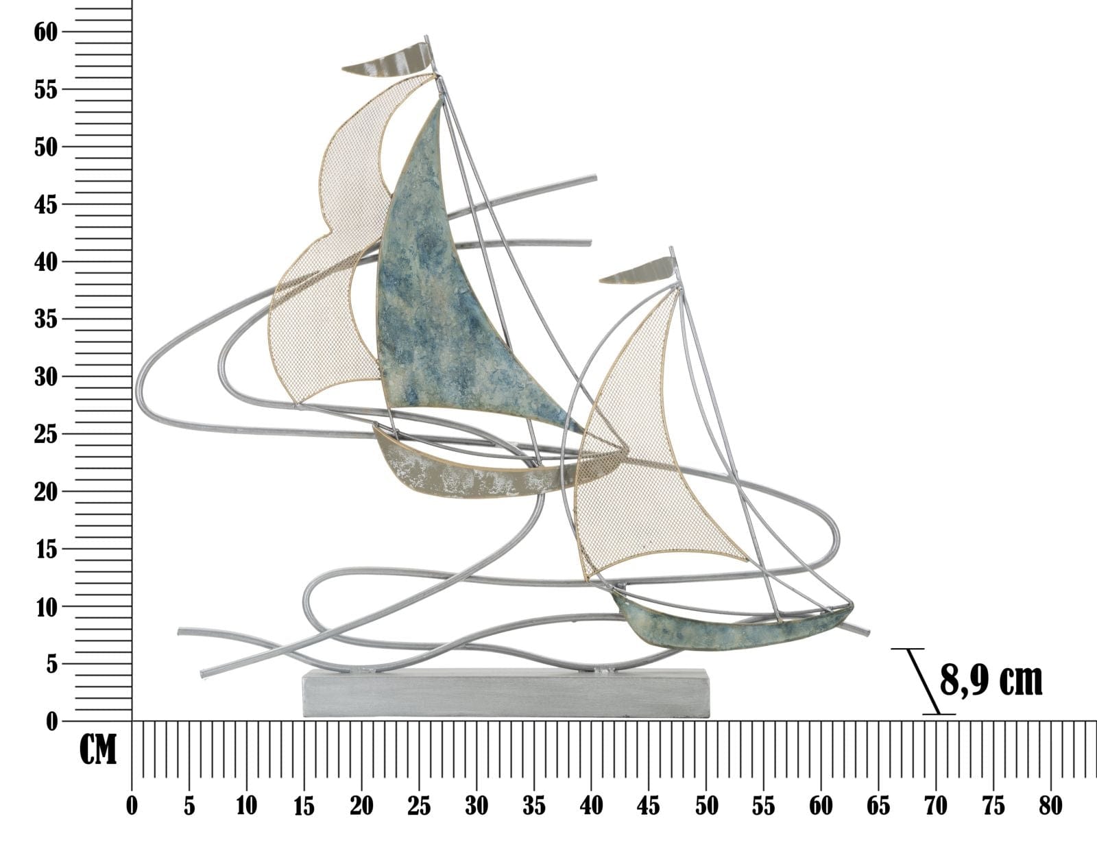 Mauro Ferretti Decoratiune metalica, Regata Multicolor, l64xA8,9xH60 cm