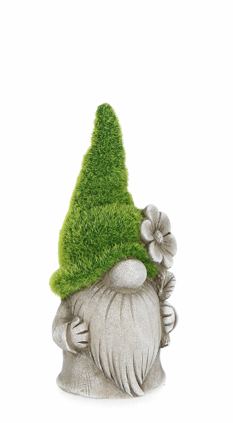 Decoratiune de gradina, din magnesia, Garden Gnome Gri / Verde, L8xl8xH18 cm
