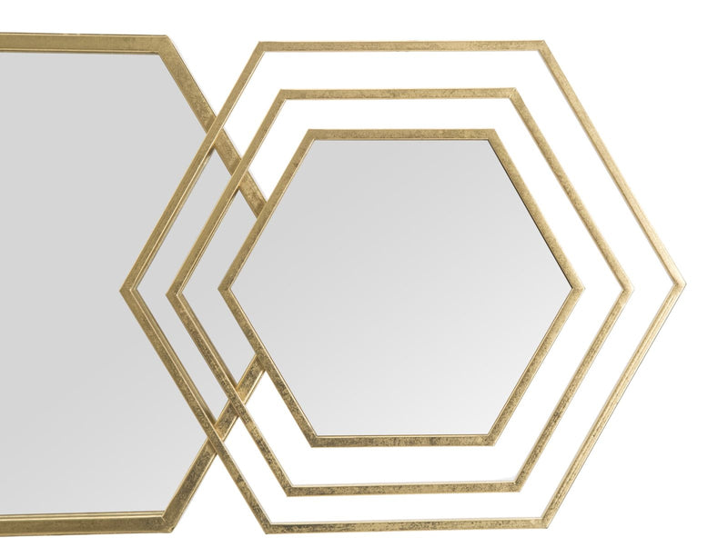 Decoratiune metalica de perete cu oglinda, Triply Auriu, l80xA2,5xH30 cm (2)