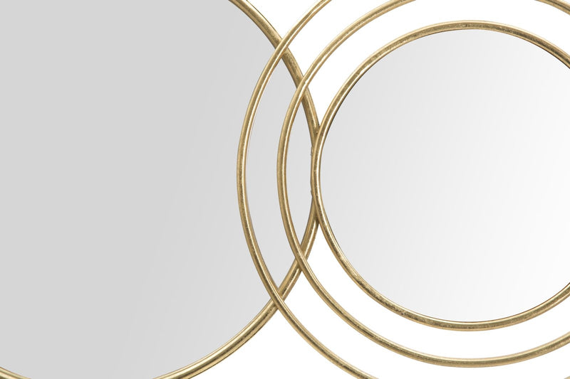 Decoratiune metalica de perete cu oglinda, Triply Round Auriu, l79xA2,5xH30 cm (4)