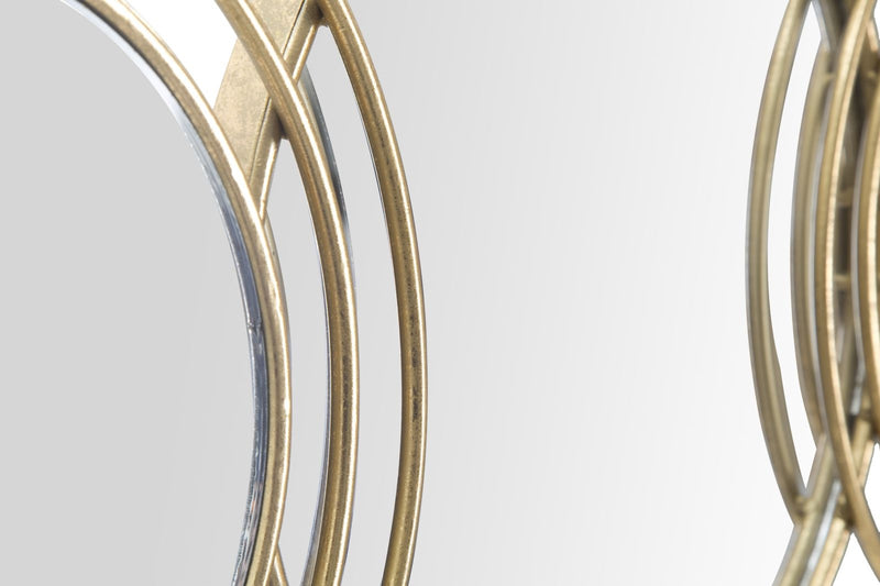 Decoratiune metalica de perete cu oglinda, Triply Round Auriu, l79xA2,5xH30 cm (3)
