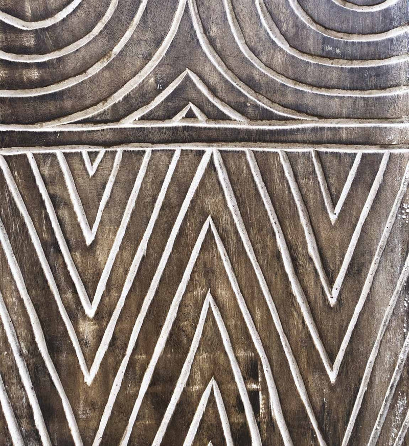 Decoratiune de perete, din lemn de mango, 3 piese, Geometric Carved Natural, 105 x 140 cm (3)