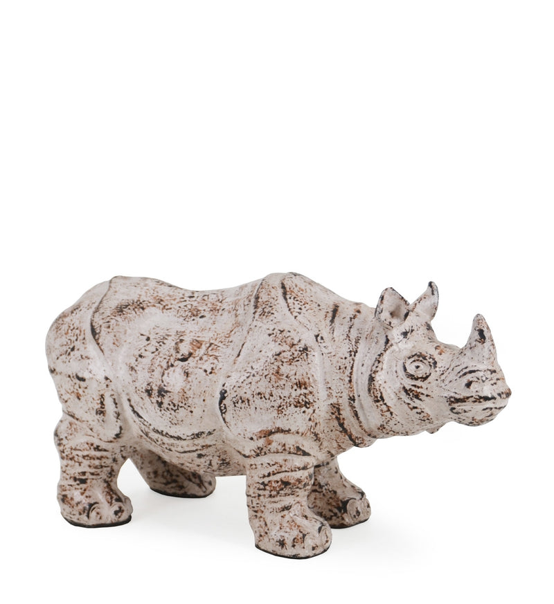 Decoratiune din ceramica, Ocher Rhinoceros Ivoir, L45xl25xH20 cm