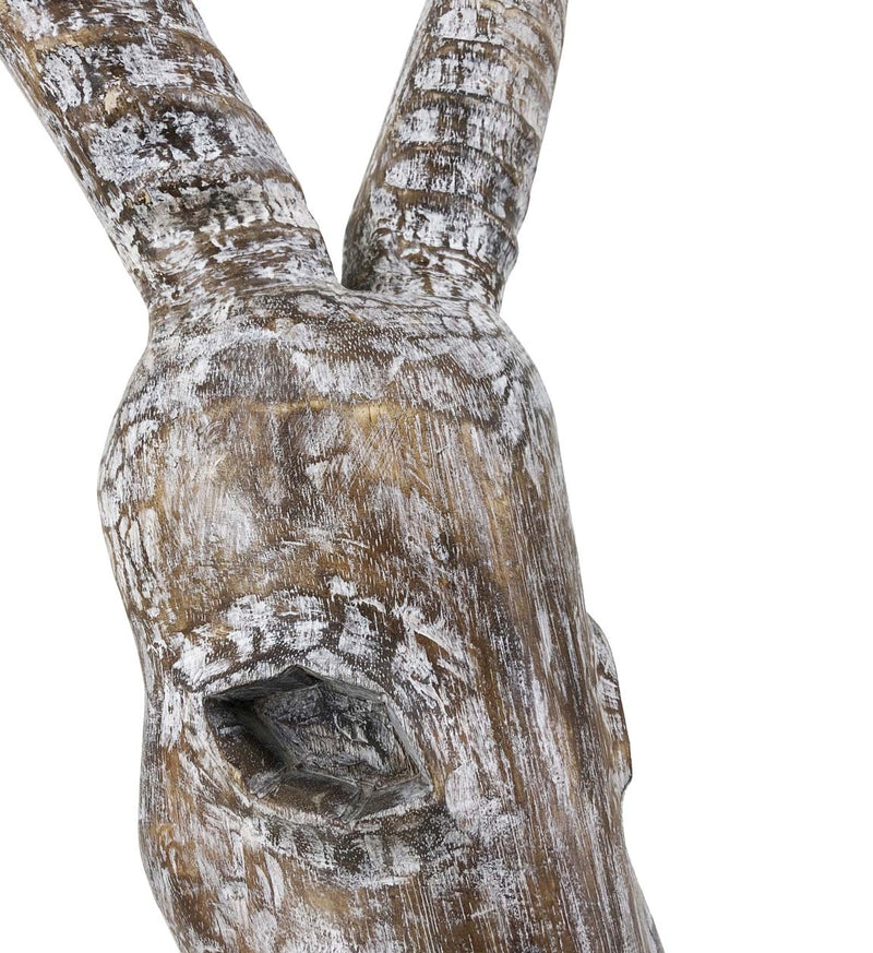 Decoratiune din lemn de albasia, Ethnic Antelope Natural, L33xl15xH65 cm (3)