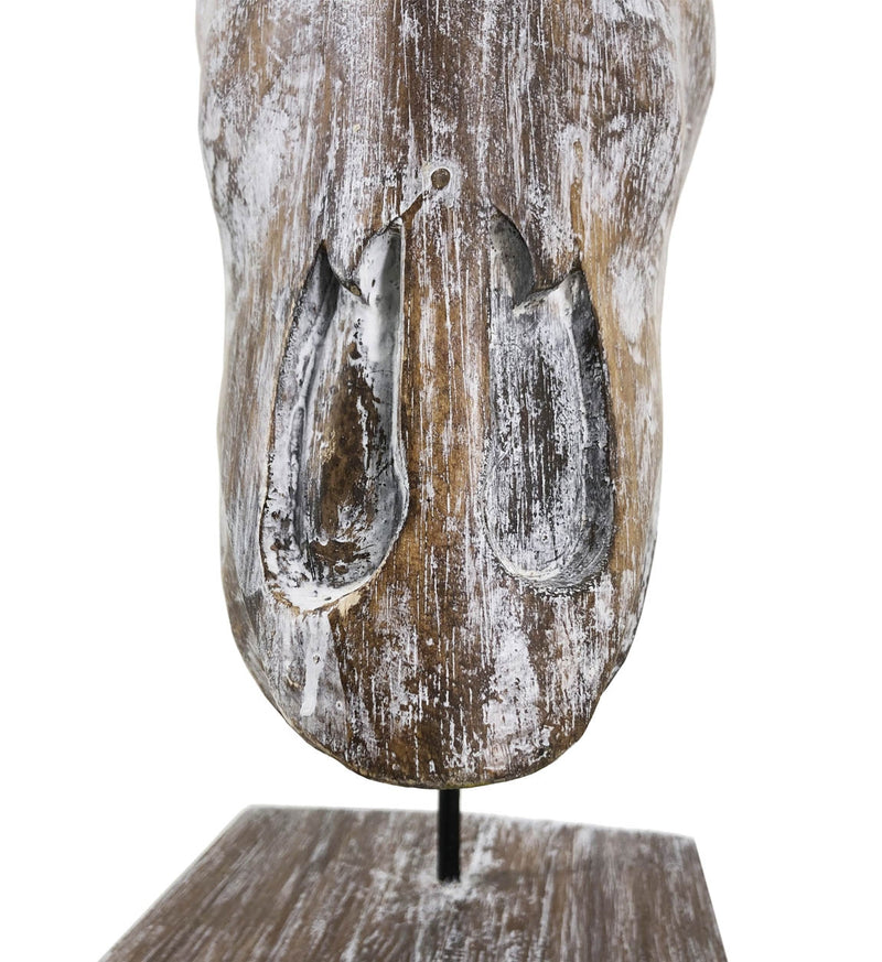 Decoratiune din lemn de albasia, Ethnic Antelope Natural, L33xl15xH65 cm (4)