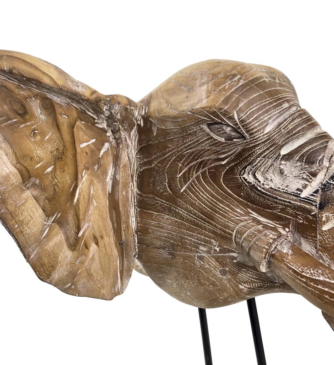 Decoratiune din lemn Teak Elephant Head Natural / Negru, L50xl45xH55 cm (4)