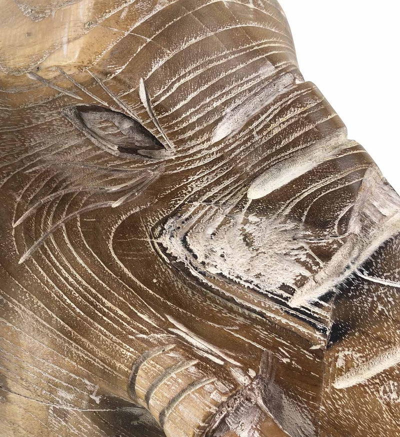 Decoratiune din lemn Teak Elephant Head Natural / Negru, L50xl45xH55 cm (5)