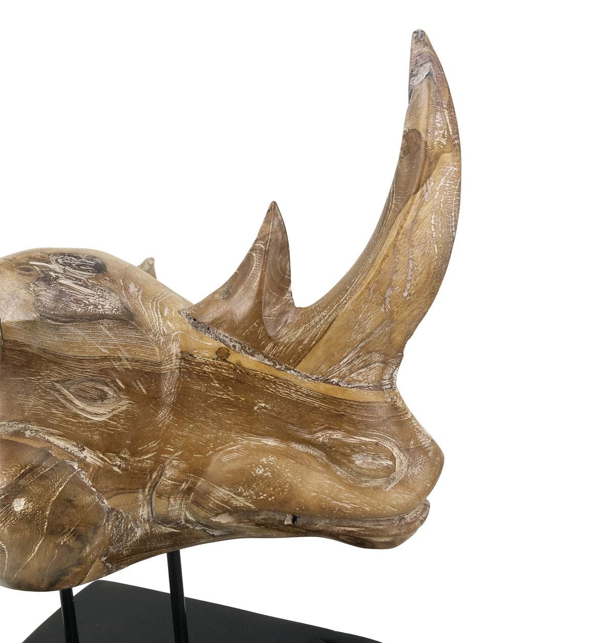 Decoratiune din lemn Teak Rhinoceros Head Natural / Negru, L40xl40xH45 cm (3)