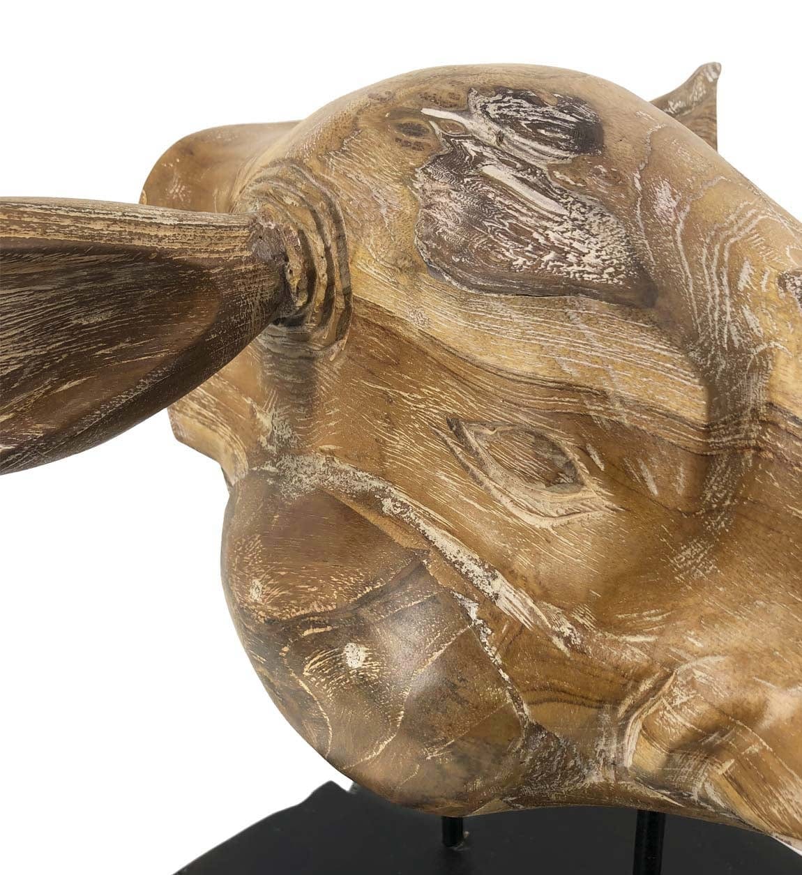 Decoratiune din lemn Teak Rhinoceros Head Natural / Negru, L40xl40xH45 cm (4)