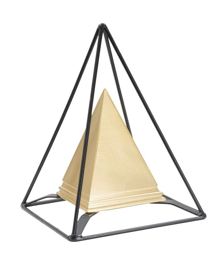 Decoratiune din polirasina si metal Double Piramide Auriu / Negru, L15xl15xH21 cm (1)