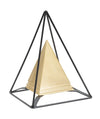 Decoratiune din polirasina si metal Double Piramide Auriu / Negru, L15xl15xH21 cm (1)