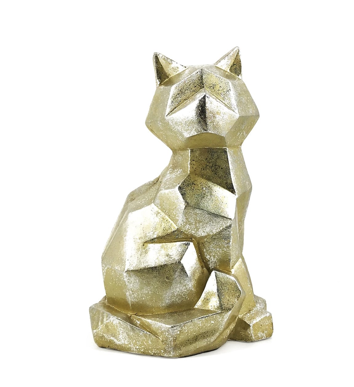 Decoratiune din rasina, Geometric Cat Argintiu / Auriu, L27xl24xH43 cm