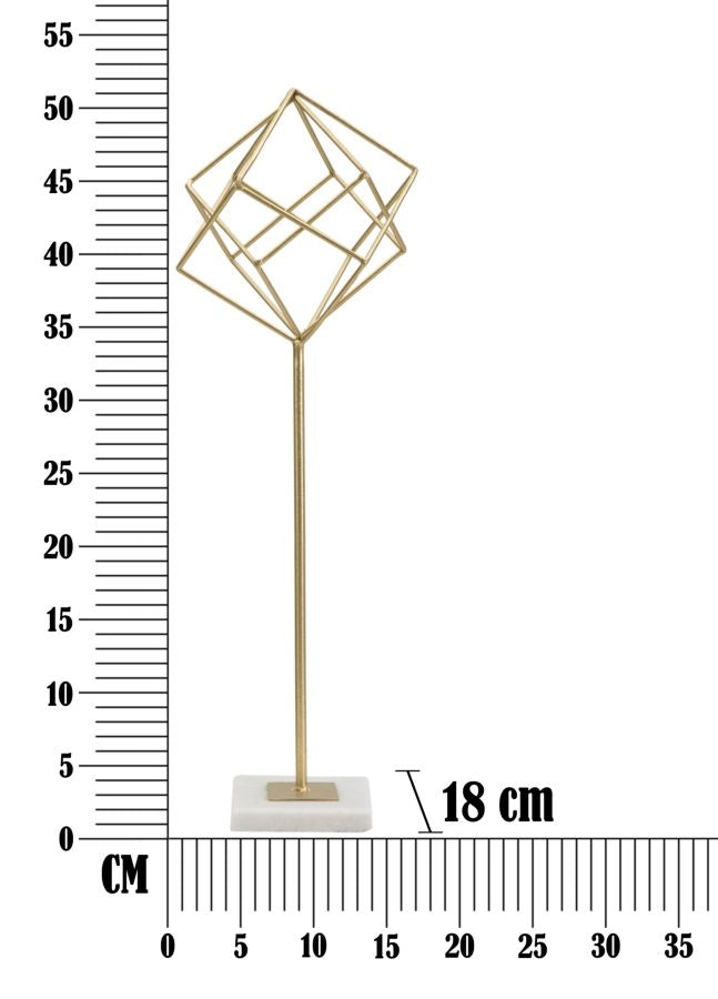 Decoratiune metalica, Abstract Cube Big Auriu / Alb, l16xA18xH52,5 cm (5)