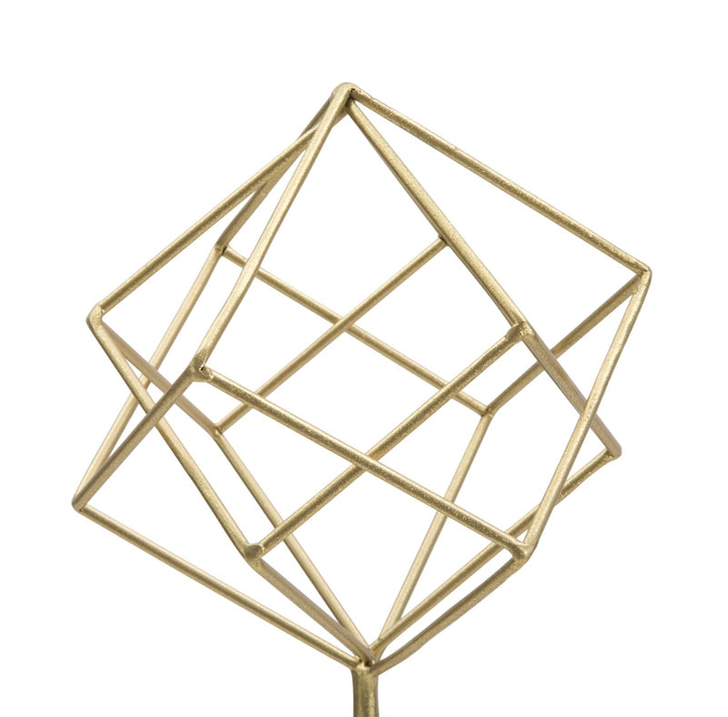 Decoratiune metalica, Abstract Cube Big Auriu / Alb, l16xA18xH52,5 cm (2)