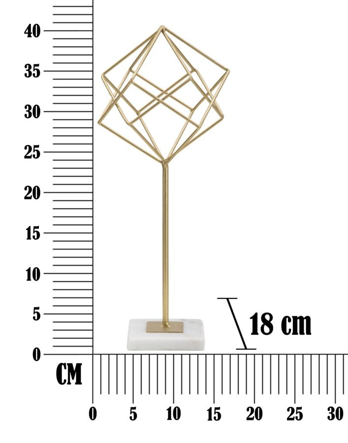 Decoratiune metalica, Abstract Cube Small Auriu / Alb, l16xA18xH41,5 cm (5)