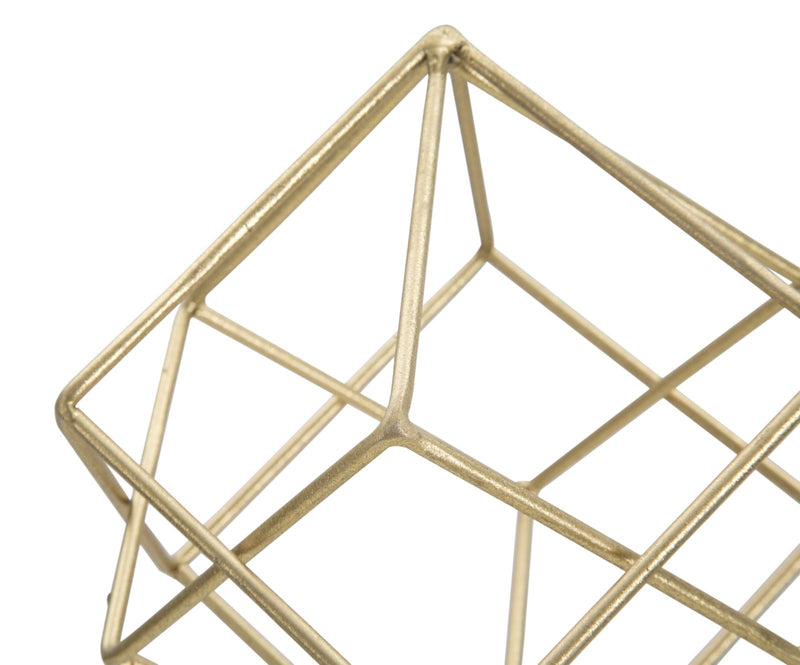 Decoratiune metalica, Abstract Cube Small Auriu / Alb, l16xA18xH41,5 cm (3)