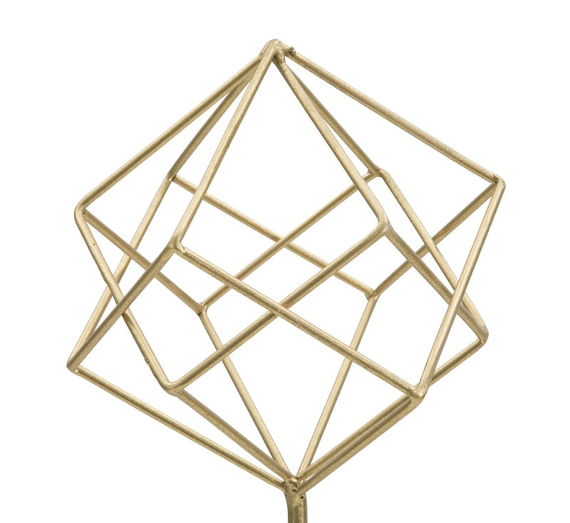 Decoratiune metalica, Abstract Cube Small Auriu / Alb, l16xA18xH41,5 cm (2)