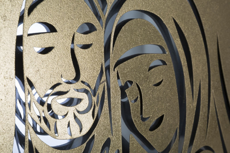 Decoratiune metalica de perete, Big Happy Family Auriu, l120xA2xH60 cm (3)