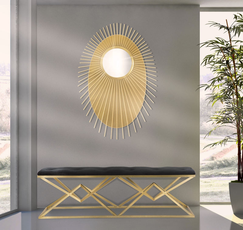 Decoratiune metalica de perete cu oglinda Eye Glam Auriu, l75xA8xH110,5 cm (6)