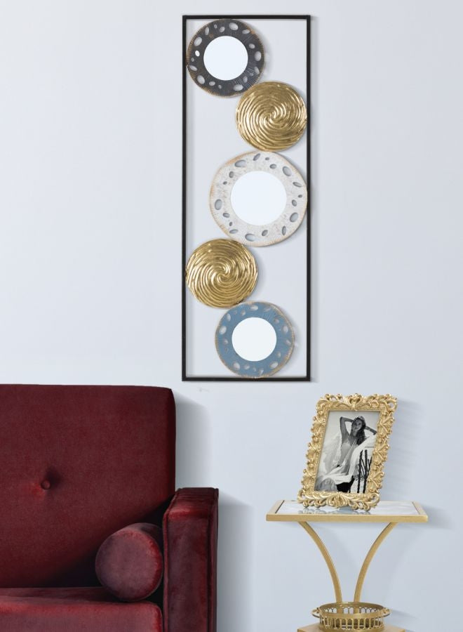 Decoratiune metalica de perete, cu oglinda, Gloty D Multicolor, l31xA3xH90 cm (1)