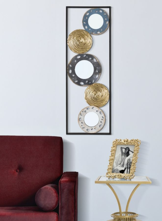 Decoratiune metalica de perete, cu oglinda, Gloty E Multicolor, l31xA3xH90 cm (1)